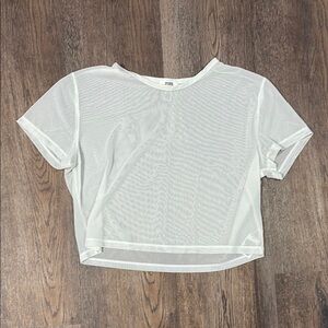 PINK Victoria's Secret White Mesh Crop T-Shirt